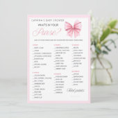 Invitation Coquette Bow rose - Nom modifiable, 5x7 (Debout devant)