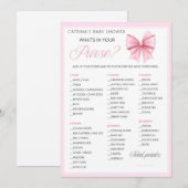 Invitation Coquette Bow rose - Nom modifiable, 5x7 (Devant / Derrière)
