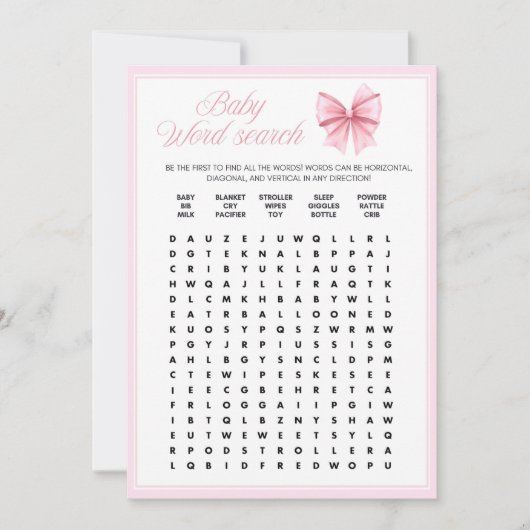 Invitation Coquette Bow rose - Nom modifiable, 5x7 (Devant)