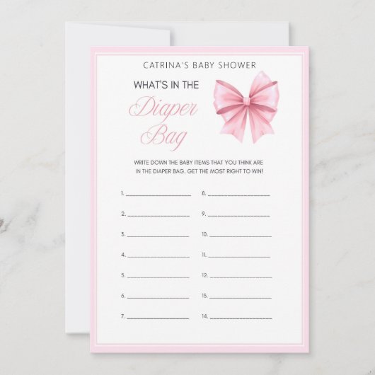 Invitation Coquette Bow rose - Nom modifiable, 5x7 (Devant)