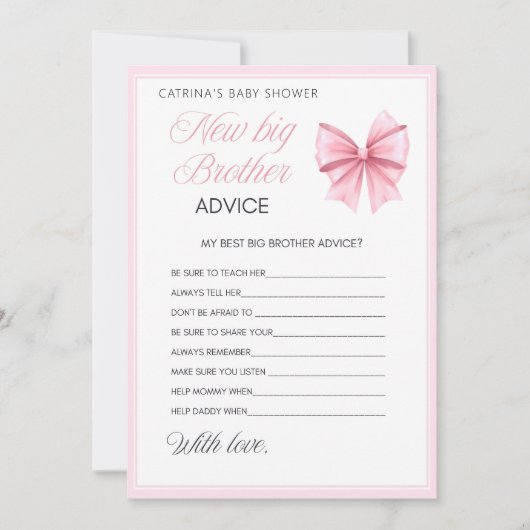 Invitation Coquette Bow rose - Nom modifiable, 5x7 (Devant)
