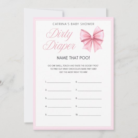 Invitation Coquette Bow rose - Nom modifiable, 5x7 (Devant)