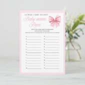 Invitation Coquette Bow rose - Nom modifiable, 5x7 (Debout devant)