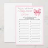 Invitation Coquette Bow rose - Nom modifiable, 5x7 (Devant / Derrière)