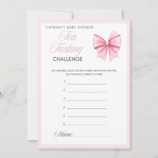 Invitation Coquette Bow rose - Nom modifiable, 5x7 (Devant)