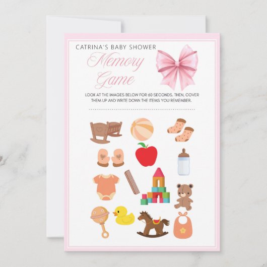 Invitation Coquette Bow rose - Nom modifiable, 5x7 (Devant)