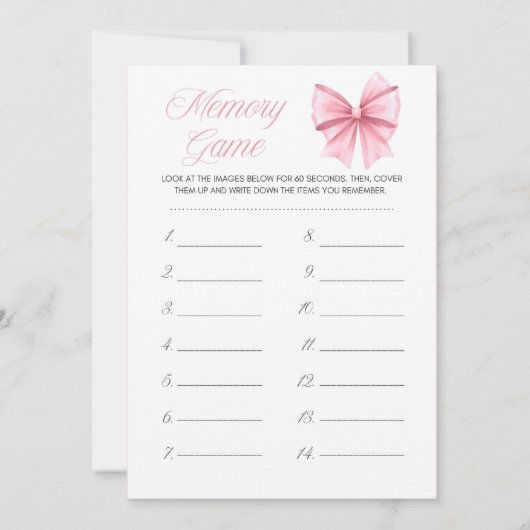 Invitation Coquette Bow rose - Nom modifiable, 5x7 (Dos)