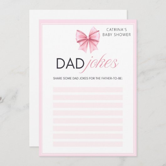 Invitation Coquette Bow rose - Nom modifiable, 5x7 (Devant / Derrière)