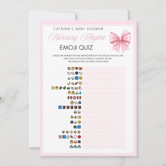 Invitation Coquette Bow rose - Nom modifiable, 5x7 (Devant)