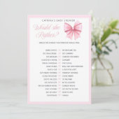 Invitation Coquette Bow rose - Nom modifiable, 5x7 (Debout devant)