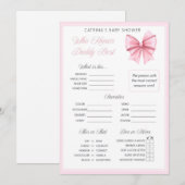 Invitation Coquette Bow rose - Nom modifiable, 5x7 (Devant / Derrière)