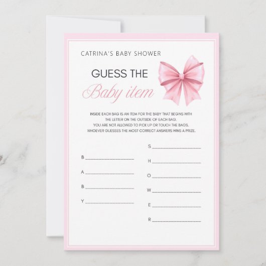 Invitation Coquette Bow rose - Nom modifiable, 5x7 (Devant)