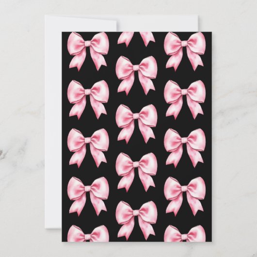 Invitation Coquette Bow rose pâle Script Sweet 16 noir (Dos)