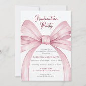 Invitation Coquette Bow rose Photo Graduation Party (Devant)