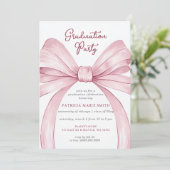 Invitation Coquette Bow rose Photo Graduation Party (Debout devant)