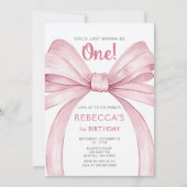 Invitation Coquette Bow rose Premier anniversaire (Devant)