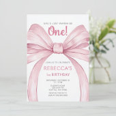 Invitation Coquette Bow rose Premier anniversaire (Debout devant)