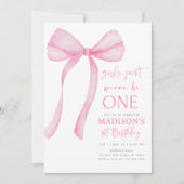 Invitation Coquette Bow rose Premier anniversaire (Devant)