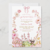 Invitation Coquette Bow rose Princess Kingdom Baby shower (Devant)