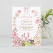 Invitation Coquette Bow rose Princess Kingdom Baby shower (Debout devant)
