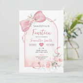 Invitation Coquette Bow rose rousse Ruban Arch Girl Anniversa (Debout devant)