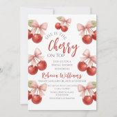 Invitation Coquette Bow rouge cerise rose sur la Fête des mar (Devant)