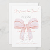Invitation Coquette Bow She Found Her Beau Bridal Shower (Devant / Derrière)
