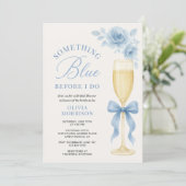 Invitation Coquette Bow Something Blue QR Code Bridal Shower  (Debout devant)