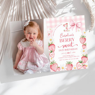 Invitation Coquette Bow Strawberry 2e anniversaire Photo