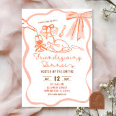 Invitation Coquette Bow Wavy Main Draendsgiving Friendsgiving