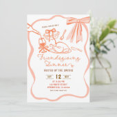 Invitation Coquette Bow Wavy Main Draendsgiving Friendsgiving (Debout devant)