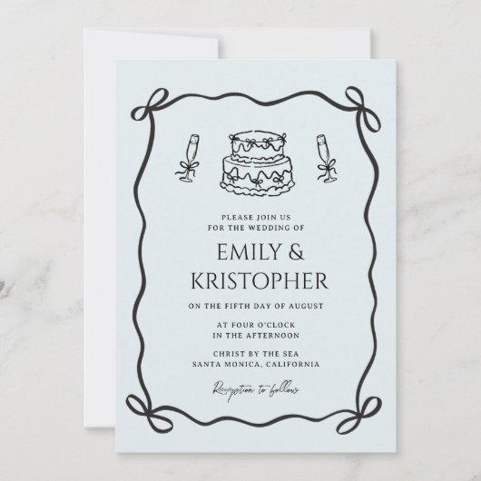 Invitation Coquette Bow Wedding Cake (Devant)