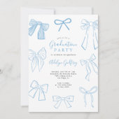 Invitation Coquette Bows Light Blue Graduation Party (Devant)