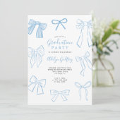 Invitation Coquette Bows Light Blue Graduation Party (Debout devant)