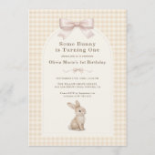 Invitation Coquette Bunny Gingham 1st Birthday (Devant)