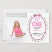 Invitation Coquette cabot rose 1er Anniversaire photo (Devant)