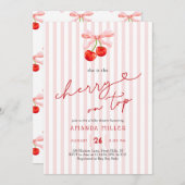 Invitation Coquette cerise sur le dessus bébé fille douche (Devant / Derrière)