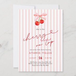 Invitation Coquette cerise sur le dessus bébé fille douche