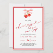 Invitation Coquette cerise sur le dessus bébé fille douche (Devant)