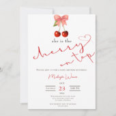 Invitation Coquette cerise sur le dessus Bébé fille douche In (Devant)