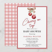 Invitation Coquette cerise sur le dessus Bébé fille douche In (Devant / Derrière)