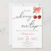 Invitation Coquette cerise sur le dessus cerise bébé fille do (Devant)
