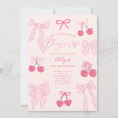 Invitation Coquette Cerise sur le Top Bow Anniversaire (Devant)