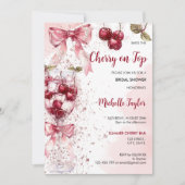 Invitation Coquette Cerise sur Top Bow Cocktail Fête des mari (Devant)
