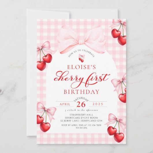 Invitation Coquette Cherr premier anniversaire (Devant)