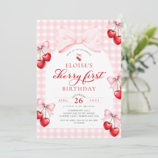 Invitation Coquette Cherr premier anniversaire (Debout devant)