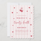 Invitation Coquette Cherry 24th Heart Aesthetic Birthday (Devant)