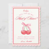 Invitation Coquette Cherry Maid of Honor Nom personnalisé Pro (Devant)
