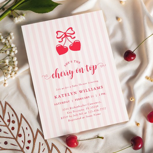 Invitation Coquette Cherry On Top Baby Shower