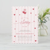 Invitation Coquette Cherry on Top Bow Baby Girl Shower (Debout devant)